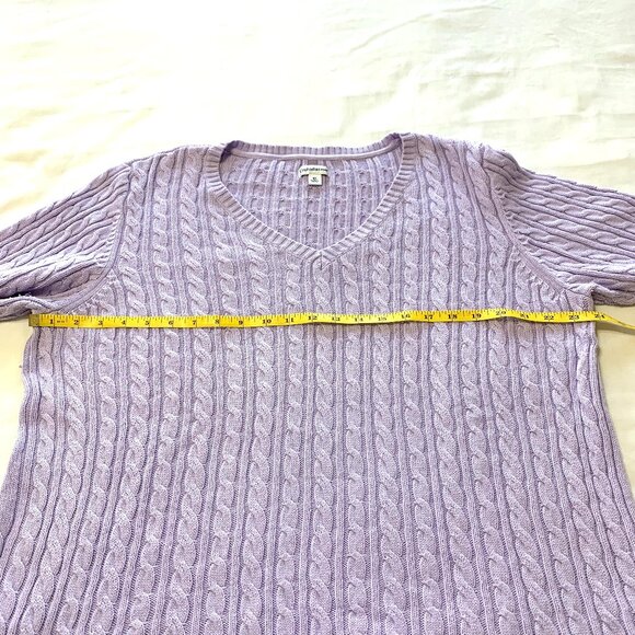 Croft&Barrow Women Sweater. 100% Cotton. Lavender. V-Neck. Cable Knit. Size XL. - Picture 4 of 9